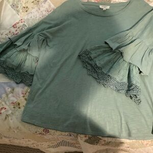 Umgee sage green embellished sleeve top